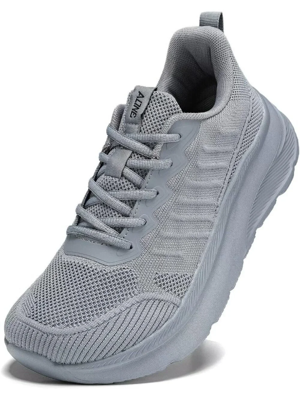Men's Grey Wide Walking Shoes Soft Sole Non Slip Running Comfortable Tennis